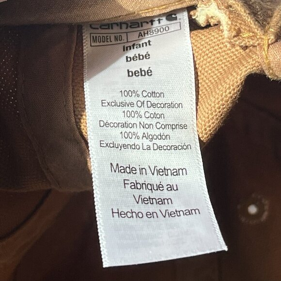 Carhartt Kids Infant Toddler Baby Brown Canvas Flexfit Baseball Hat Cap Cotton - Picture 3 of 10